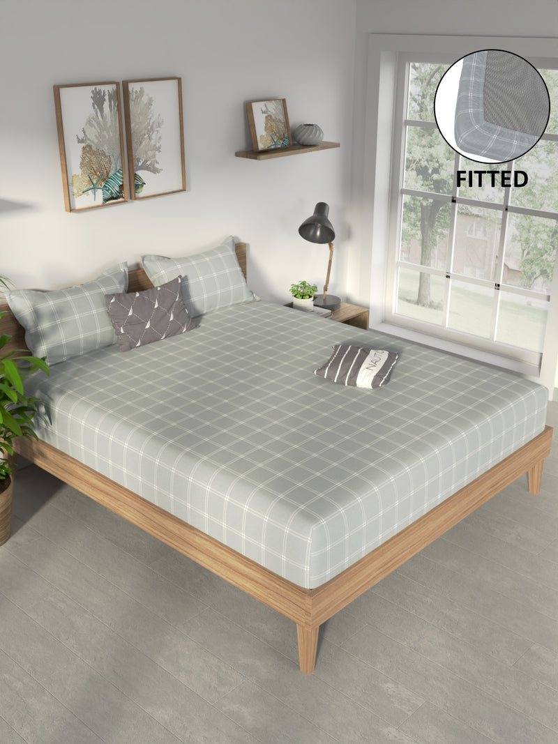 100% Premium Cotton <small> (checks-grey)</small>