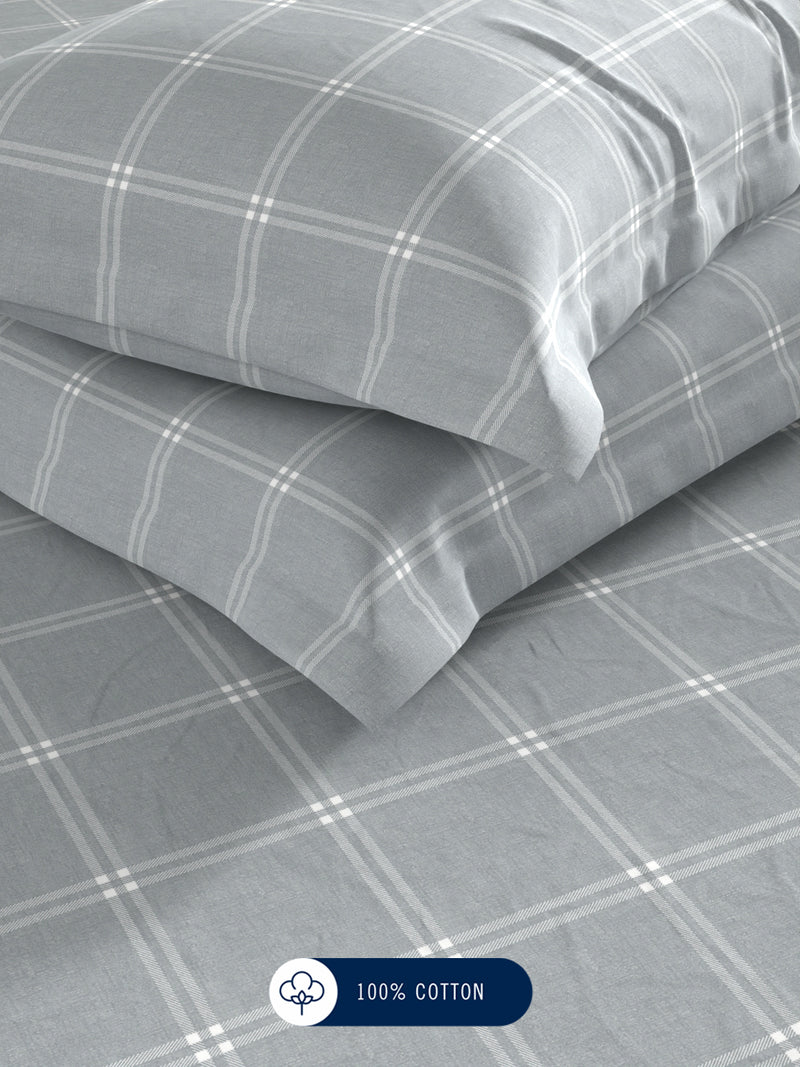100% Premium Cotton <small> (checks-grey)</small>
