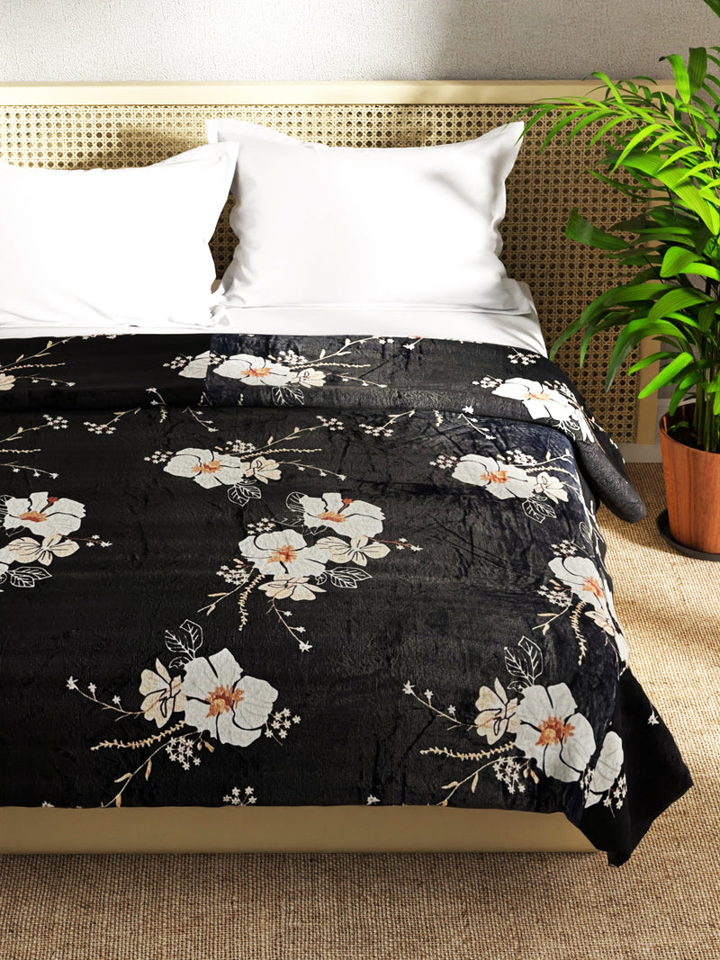 Ultra Soft Microfiber Double Bed Ac Blanket <small> (floral-chocolate)</small>