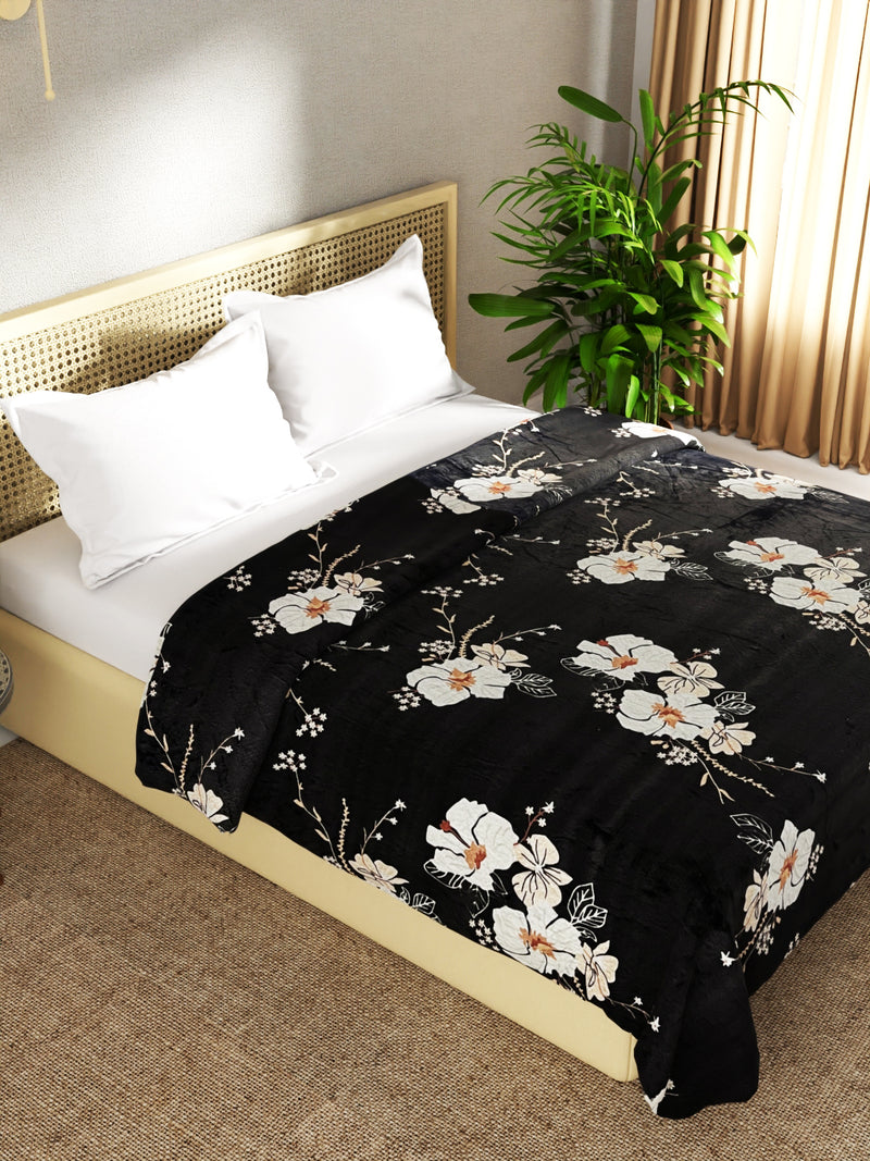 Ultra Soft Microfiber Double Bed Ac Blanket <small> (floral-chocolate)</small>