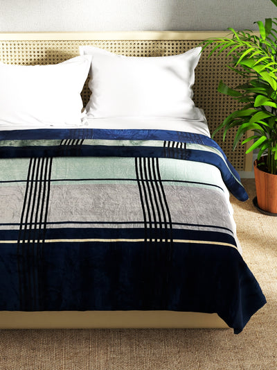 Ultra Soft Microfiber Double Bed Ac Blanket <small> (checks-multi)</small>
