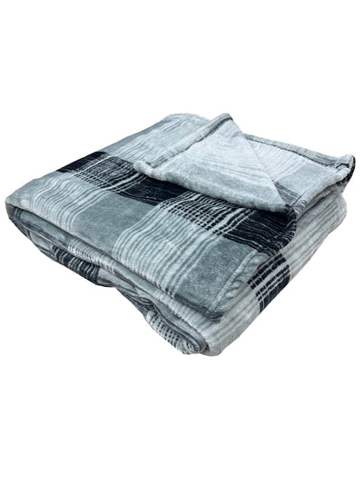 Ultra Soft Microfiber Double Bed Ac Blanket <small> (checks-grey)</small>