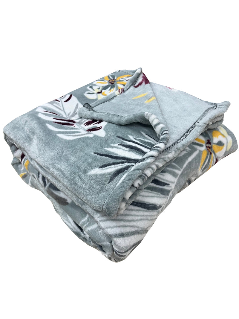 Ultra Soft Microfiber Double Bed Ac Blanket <small> (floral-steelgrey)</small>