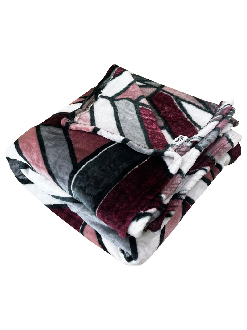 Ultra Soft Microfiber Double Bed Ac Blanket <small> (geometric-maroon/multi)</small>