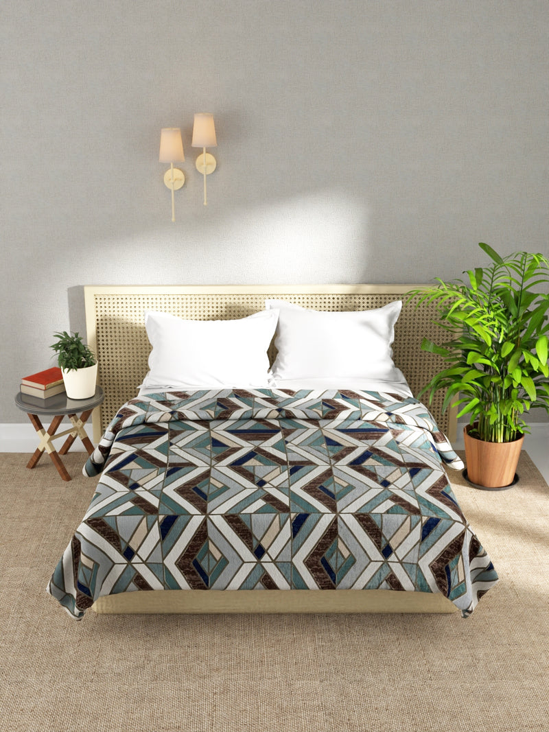 Ultra Soft Microfiber Double Bed Ac Blanket <small> (geometric-turq/multi)</small>