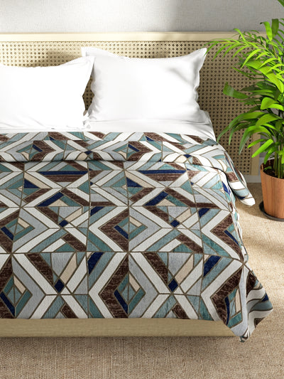 Ultra Soft Microfiber Double Bed Ac Blanket <small> (geometric-turq/multi)</small>