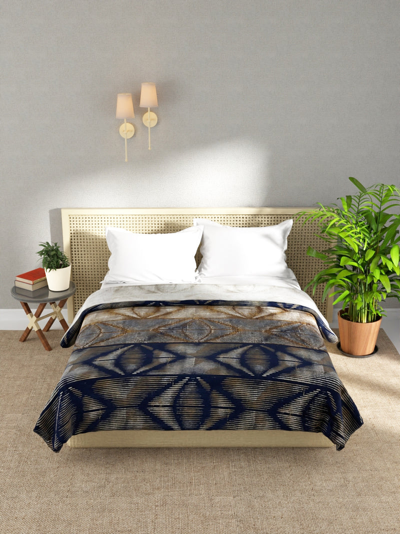 Ultra Soft Microfiber Double Bed Ac Blanket <small> (geometric-blue)</small>