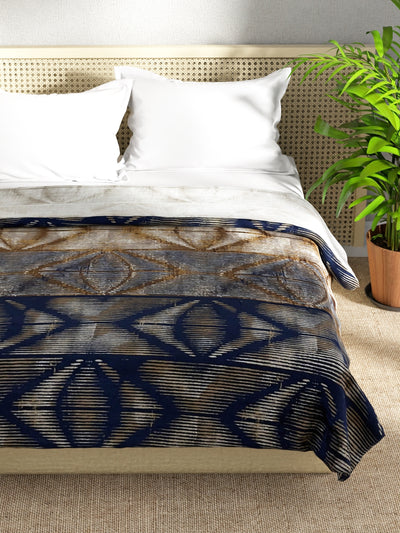 Ultra Soft Microfiber Double Bed Ac Blanket <small> (geometric-blue)</small>