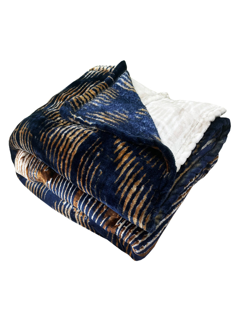 Ultra Soft Microfiber Double Bed Ac Blanket <small> (geometric-blue)</small>