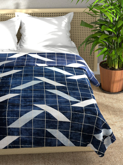 Ultra Soft Microfiber Double Bed Ac Blanket <small> (pride-geometrical-navy blue)</small>