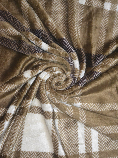 Ultra Soft Microfiber Double Bed Ac Blanket <small> (pride-checks-brown)</small>