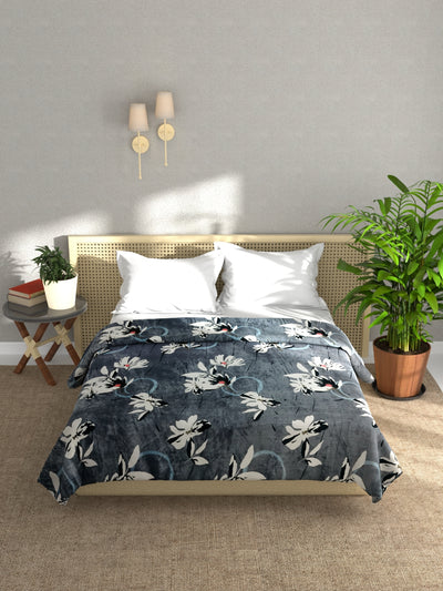 Ultra Soft Microfiber Double Bed Ac Blanket <small> (pride-floral-hale navy)</small>