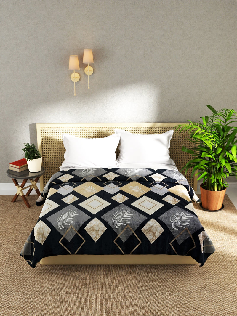 Ultra Soft Microfiber Double Bed Ac Blanket <small> (geometric-beige/grey)</small>