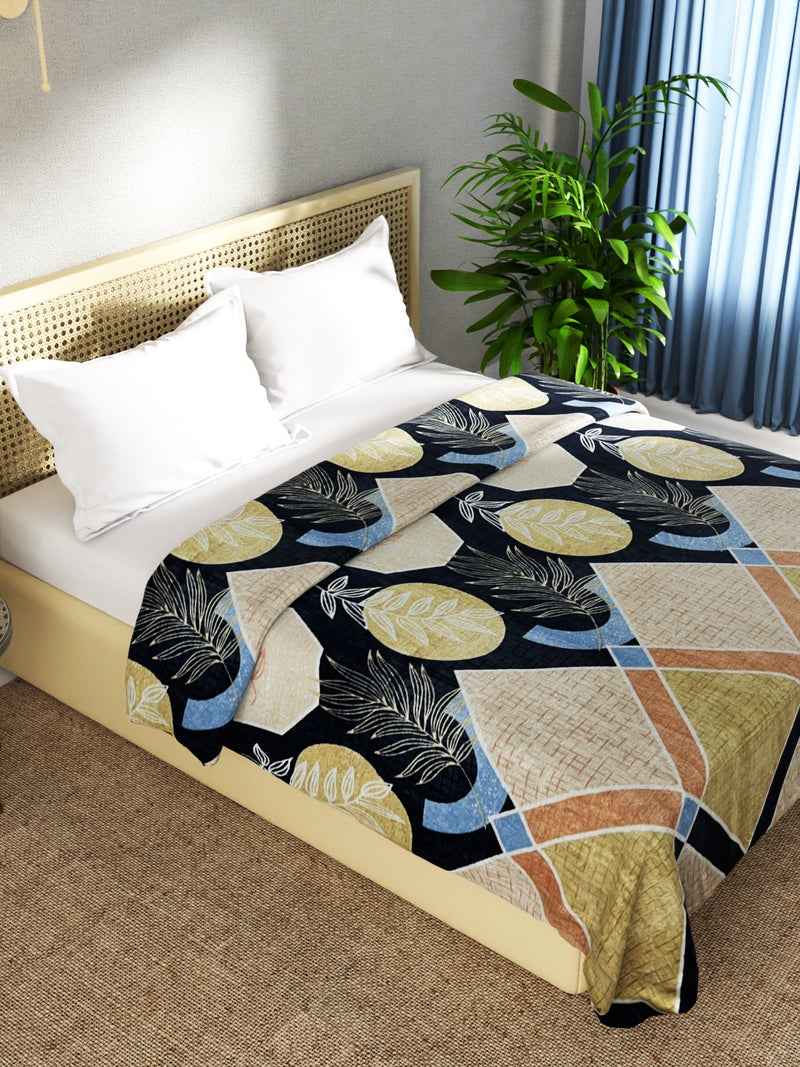 Ultra Soft Microfiber Double Bed Ac Blanket <small> (geometric-beige/multi)</small>