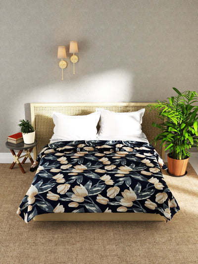 Ultra Soft Microfiber Double Bed Ac Blanket <small> (floral-black)</small>