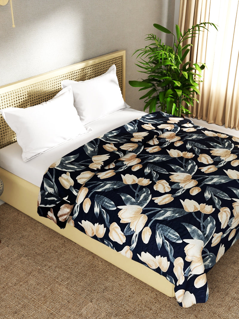 Ultra Soft Microfiber Double Bed Ac Blanket <small> (floral-black)</small>