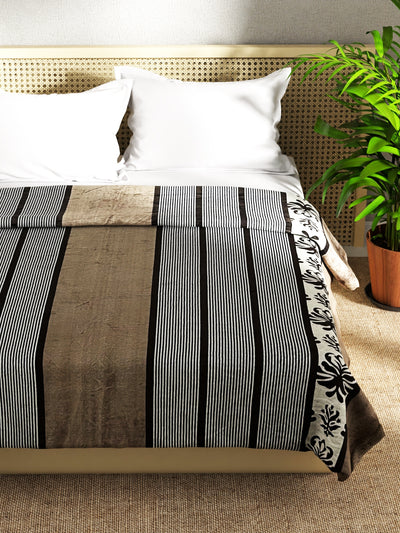 Ultra Soft Microfiber Double Bed Ac Blanket <small> (stripe-brown)</small>