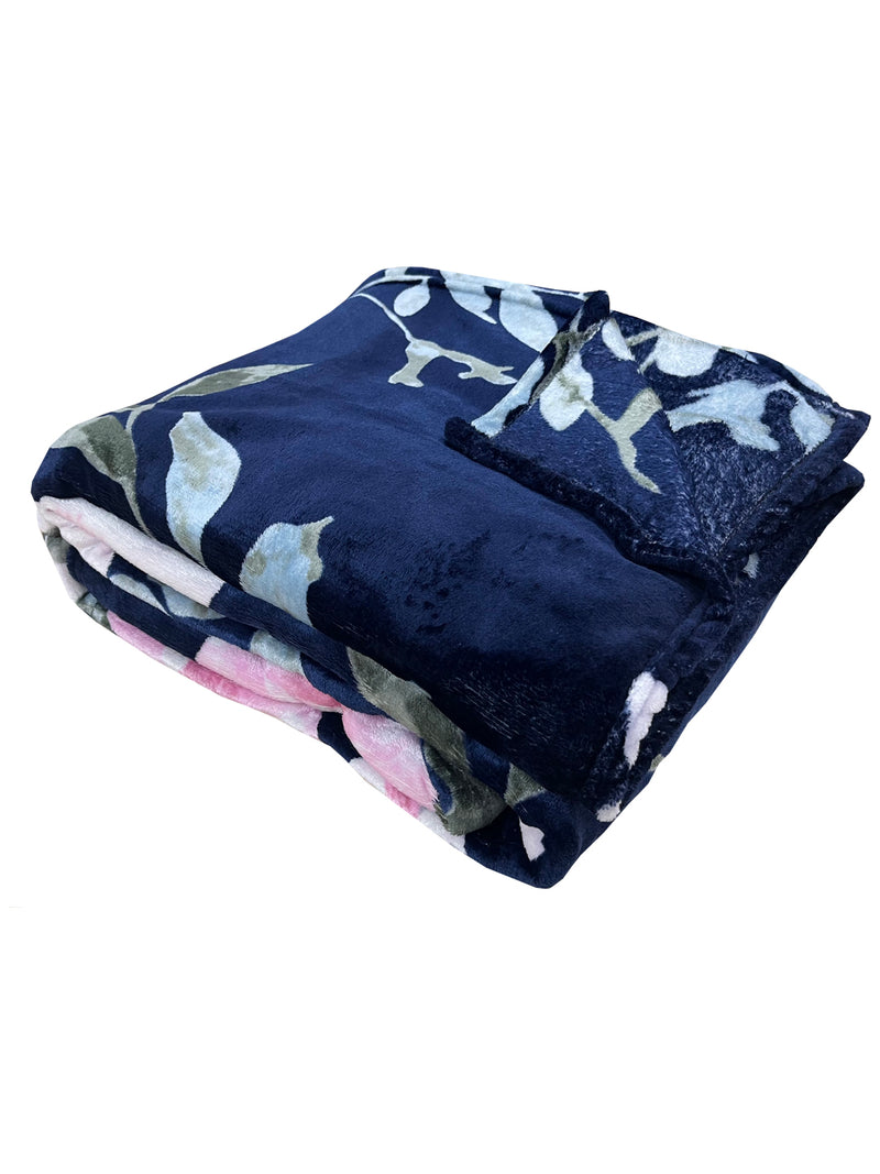 Ultra Soft Microfiber Double Bed Ac Blanket <small> (floral-navy)</small>