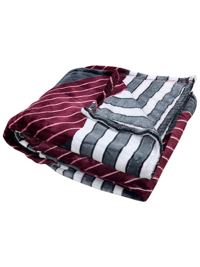 Ultra Soft Microfiber Double Bed Ac Blanket <small> (geometric-charcoal/red)</small>