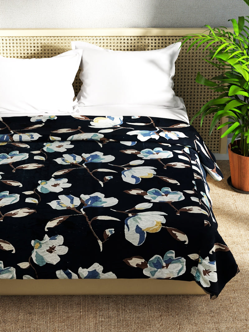 Ultra Soft Microfiber Double Bed Ac Blanket <small> (floral-navy)</small>
