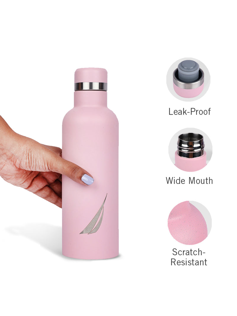 Iconic Leak-Proof Bottle: 24-Hour Hot & Cold Thermos/Flask For Fitness Enthusiasts <small> (oreo solid-lightpink)</small>