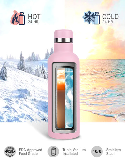 Iconic Leak-Proof Bottle: 24-Hour Hot & Cold Thermos/Flask For Fitness Enthusiasts <small> (oreo solid-lightpink)</small>