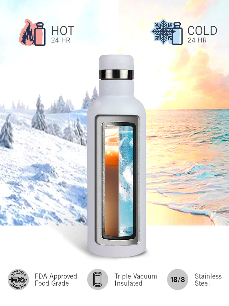 Iconic Leak-Proof Bottle: 24-Hour Hot & Cold Thermos/Flask For Fitness Enthusiasts <small> (oreo solid-white)</small>