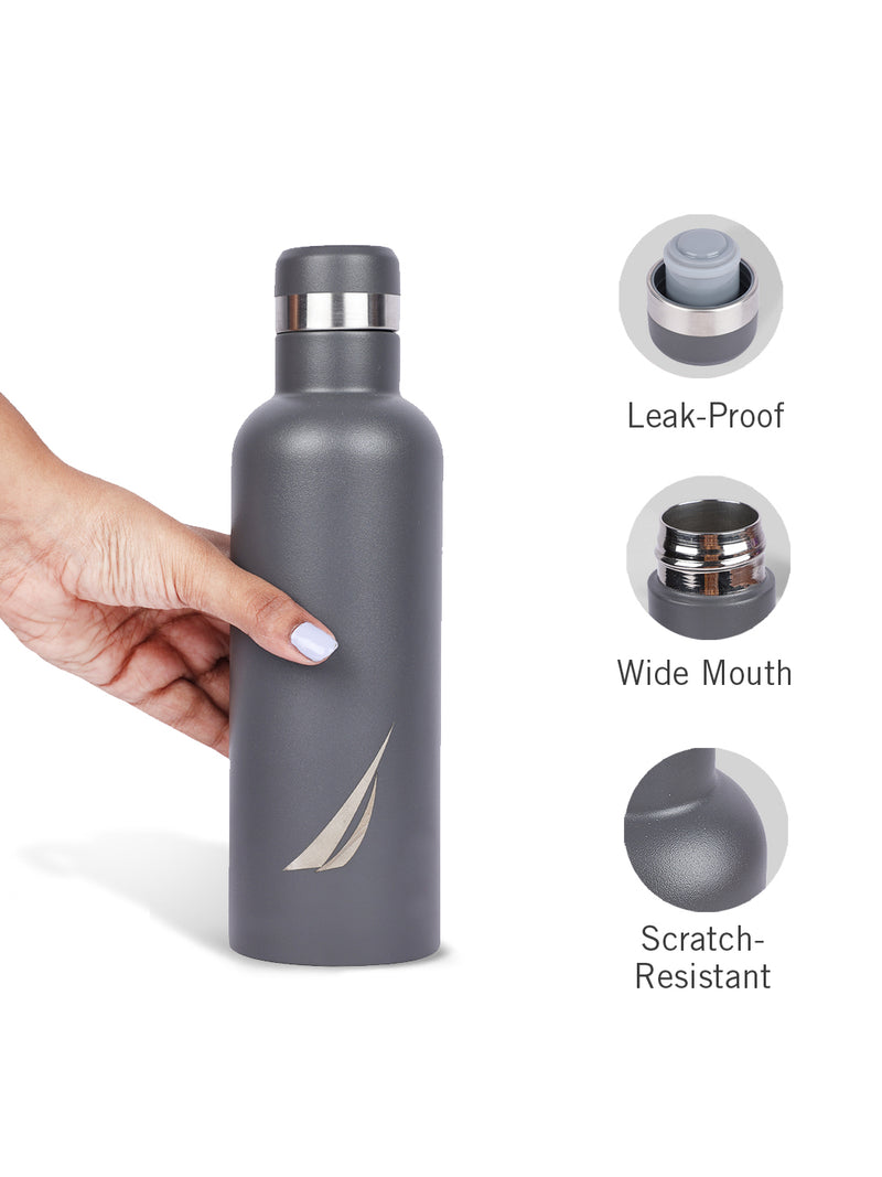 Iconic Leak-Proof Bottle: 24-Hour Hot & Cold Thermos/Flask For Fitness Enthusiasts <small> (oreo solid-lightgrey)</small>