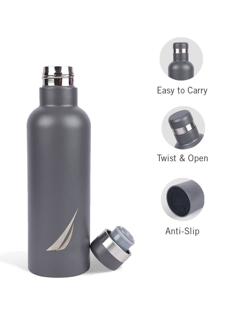 Iconic Leak-Proof Bottle: 24-Hour Hot & Cold Thermos/Flask For Fitness Enthusiasts <small> (oreo solid-lightgrey)</small>