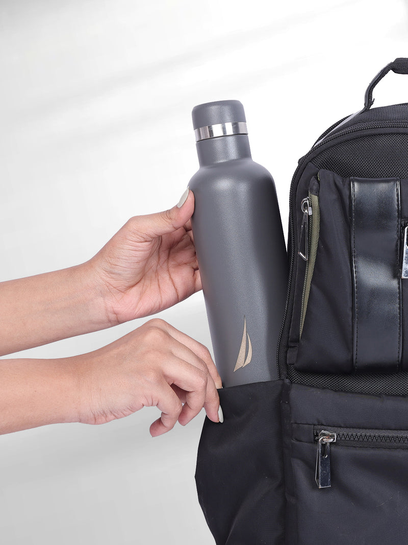 Iconic Leak-Proof Bottle: 24-Hour Hot & Cold Thermos/Flask For Fitness Enthusiasts <small> (oreo solid-lightgrey)</small>