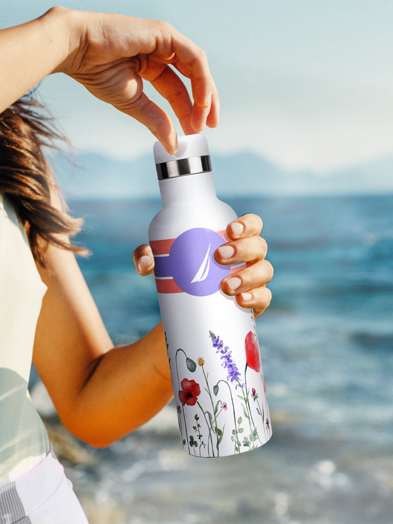 Iconic Leak-Proof Bottle: 24-Hour Hot & Cold Thermos/Flask For Fitness Enthusiasts <small> (oreo prtd-white/purple)</small>