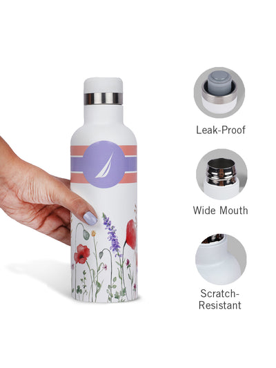 Iconic Leak-Proof Bottle: 24-Hour Hot & Cold Thermos/Flask For Fitness Enthusiasts <small> (oreo prtd-white/purple)</small>