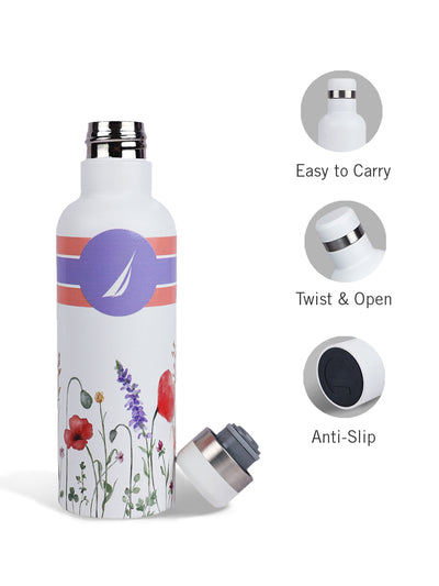 Iconic Leak-Proof Bottle: 24-Hour Hot & Cold Thermos/Flask For Fitness Enthusiasts <small> (oreo prtd-white/purple)</small>