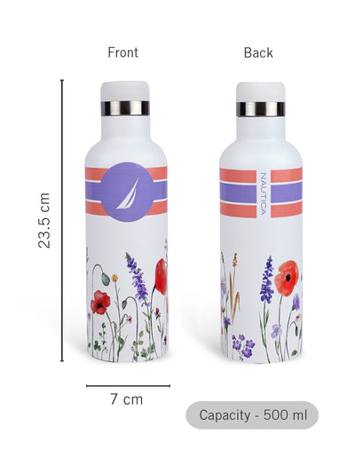 Iconic Leak-Proof Bottle: 24-Hour Hot & Cold Thermos/Flask For Fitness Enthusiasts <small> (oreo prtd-white/purple)</small>