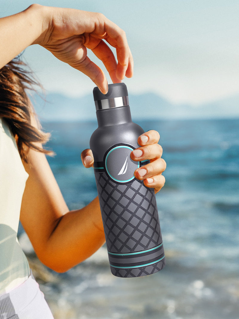 Iconic Leak-Proof Bottle: 24-Hour Hot & Cold Thermos/Flask For Fitness Enthusiasts <small> (oreo prtd-grey/green)</small>