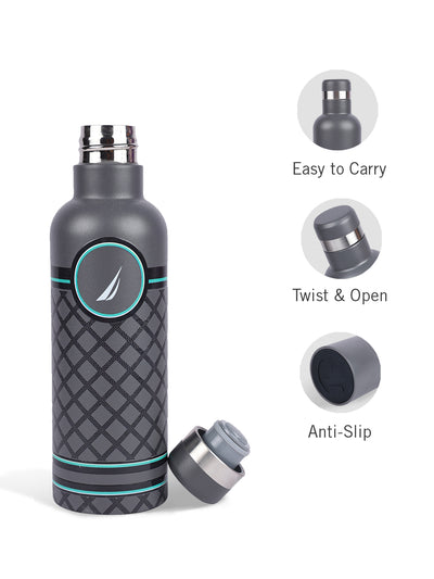 Iconic Leak-Proof Bottle: 24-Hour Hot & Cold Thermos/Flask For Fitness Enthusiasts <small> (oreo prtd-grey/green)</small>