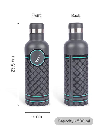 Iconic Leak-Proof Bottle: 24-Hour Hot & Cold Thermos/Flask For Fitness Enthusiasts <small> (oreo prtd-grey/green)</small>