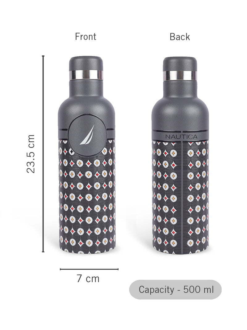 Iconic Leak-Proof Bottle: 24-Hour Hot & Cold Thermos/Flask For Fitness Enthusiasts <small> (oreo prtd-grey/beige)</small>