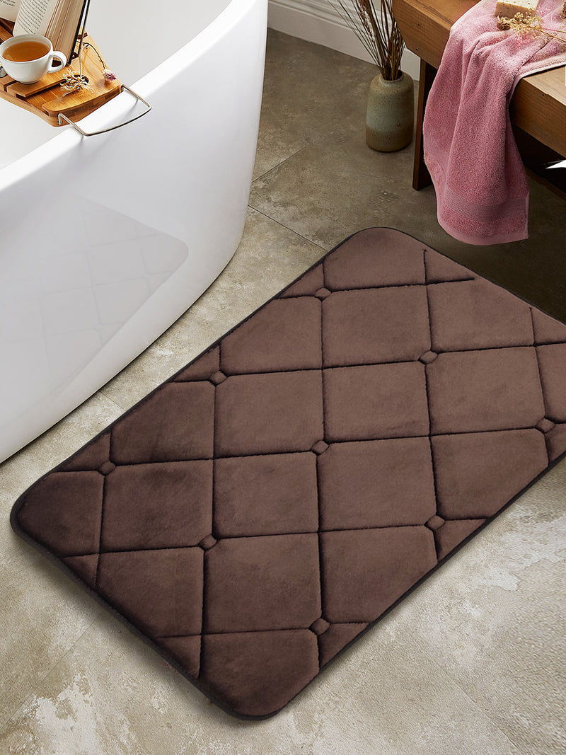 Memory Foam Anti Slip Bath Mat <small> (trellis-taupe)</small>