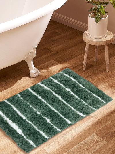 Ultra Soft Fluffy Anti Slip Bath Mat <small> (stripe-sage)</small>