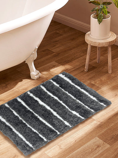 Ultra Soft Fluffy Anti Slip Bath Mat <small> (stripe-grey)</small>