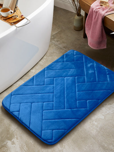 Memory Foam Anti Slip Bath Mat <small> (tiles-blue)</small>