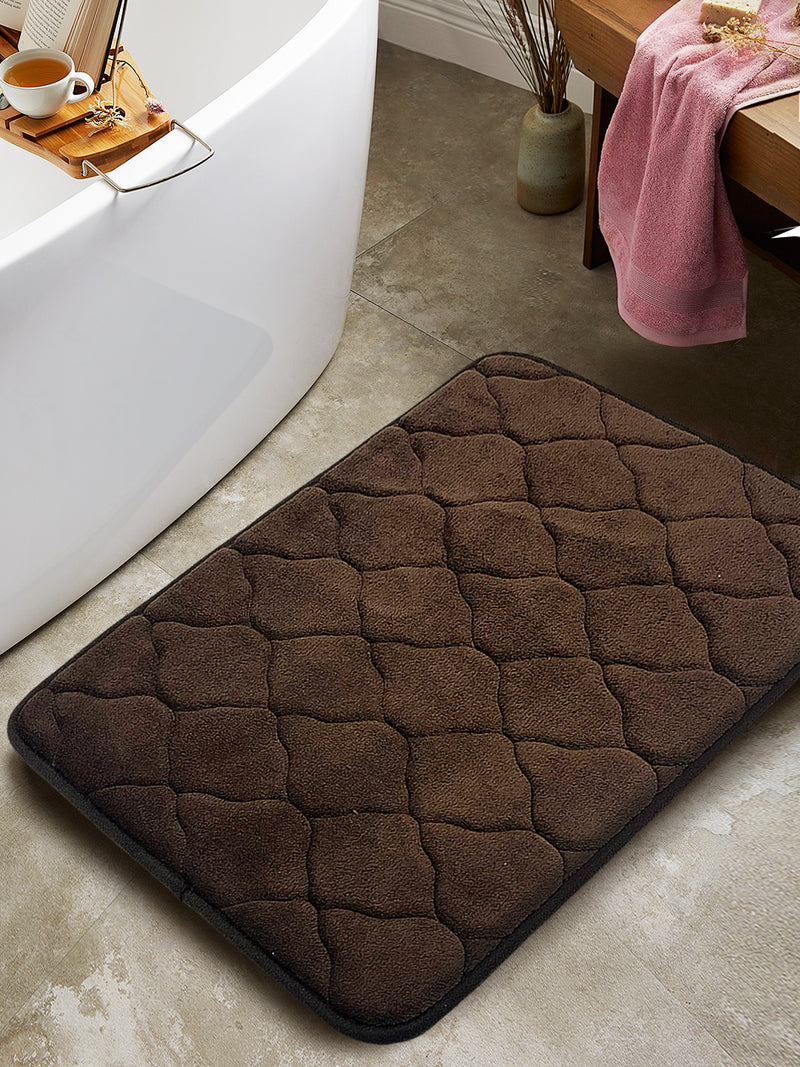 Memory Foam Anti Slip Bath Mat <small> (raindrop-chocolate)</small>