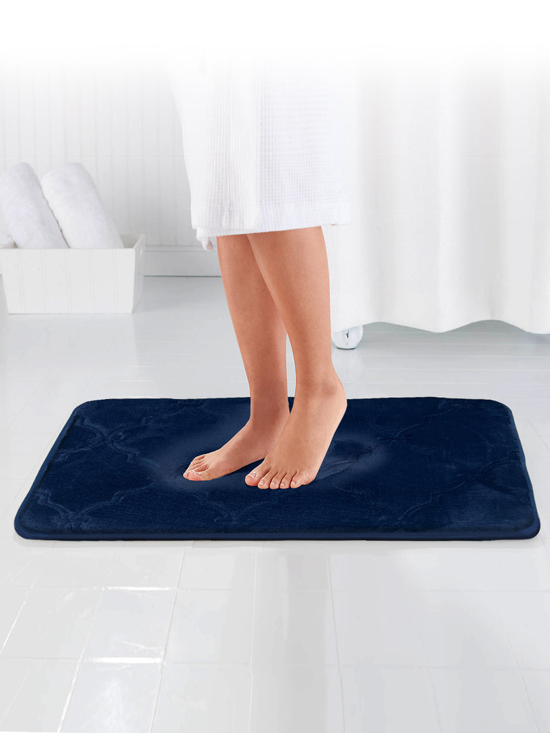Memory Foam Anti Slip Bath Mat <small> (trellis-navy)</small>