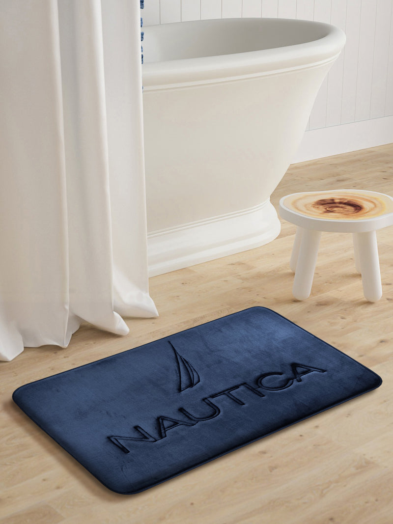 Luxurious Memory Foam Non-Skid  Bath Rug <small> (solid-navy)</small>