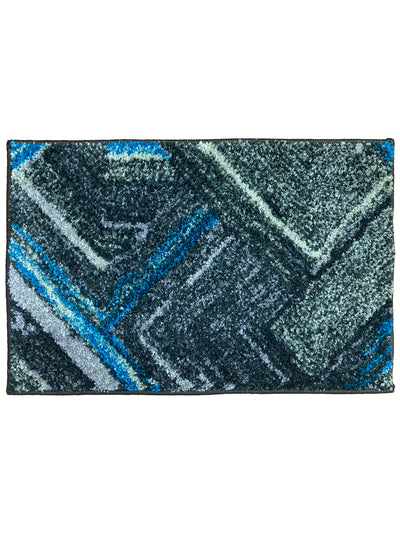 Super Soft Designer Anti Slip Bath Mat <small> (geometric-grey/blue)</small>