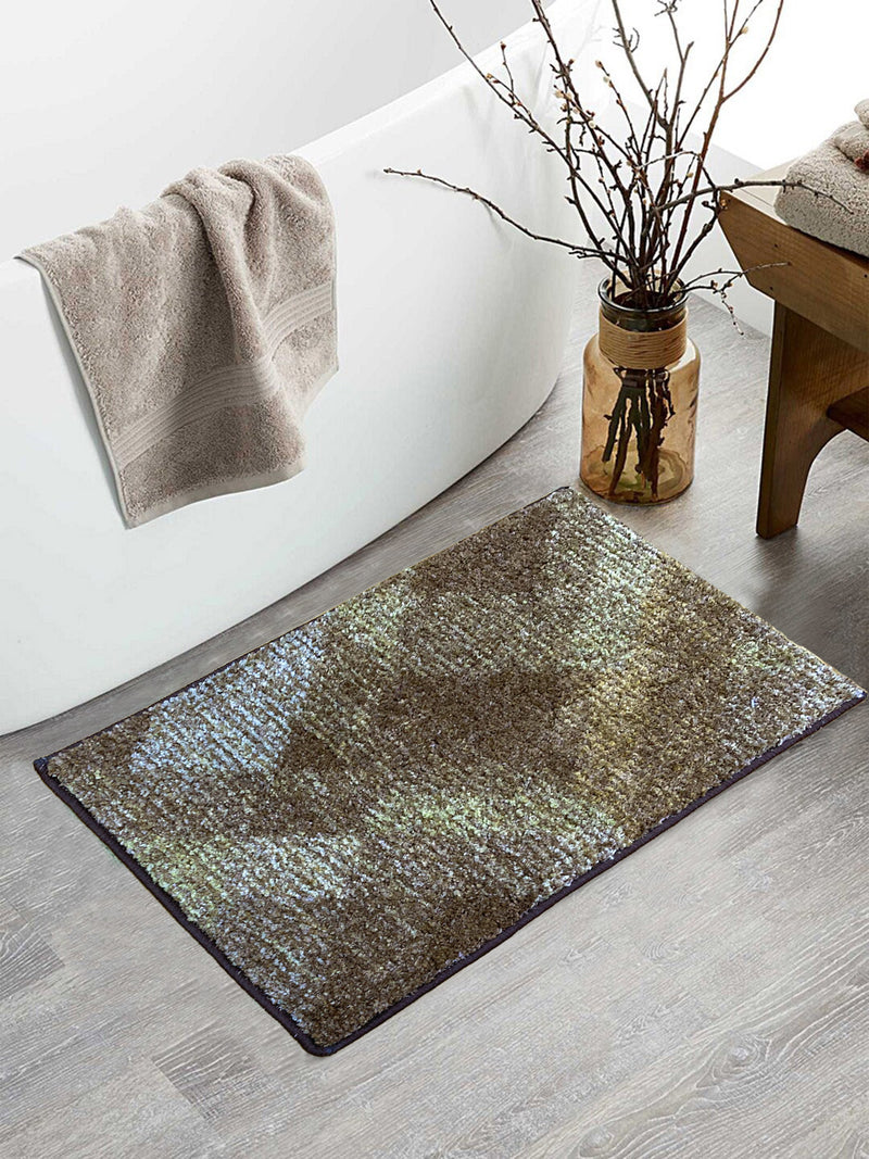 Super Soft Designer Anti Slip Bath Mat <small> (geometric-khaki)</small>