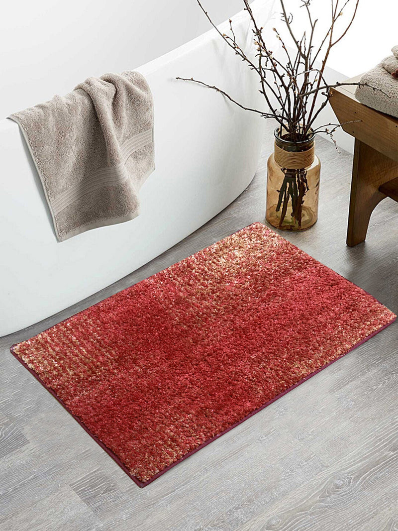 Super Soft Designer Anti Slip Bath Mat <small> (geometric-red/beige)</small>