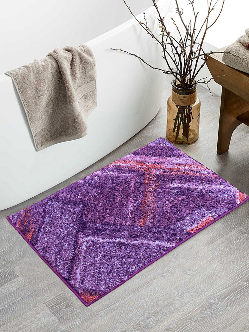 Super Soft Designer Anti Slip Bath Mat <small> (geometric-plum)</small>