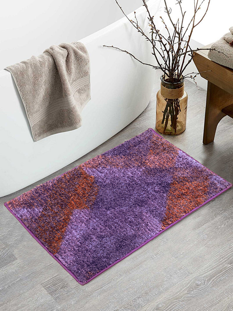 Super Soft Designer Anti Slip Bath Mat <small> (geometric-plum/red)</small>